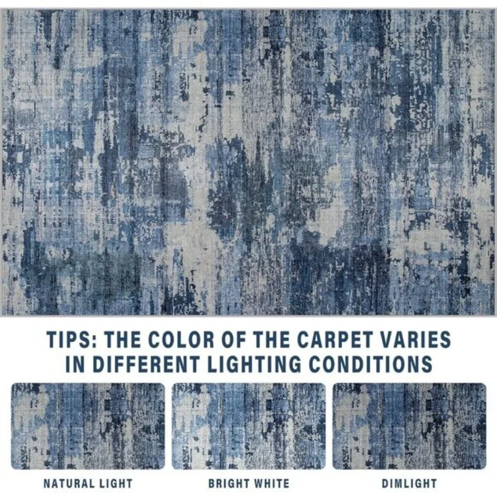 New 8x10 Washable Area Rug, Non-Slip Abstract Carpet for Home & Room Decor